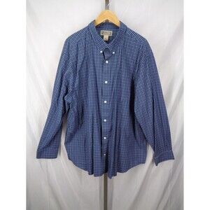 Duluth Trading Co Blue Check Wrinkle Fighter Relaxed Fit Shirt Size 3XL Men